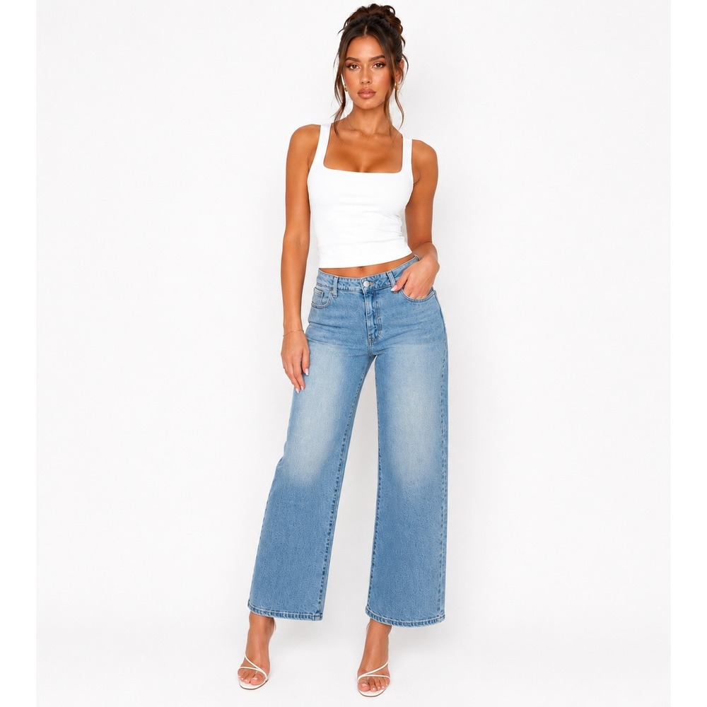 Just USA Slim Wide Leg Jeans Light Denim High Rise Size 30/10 NEW